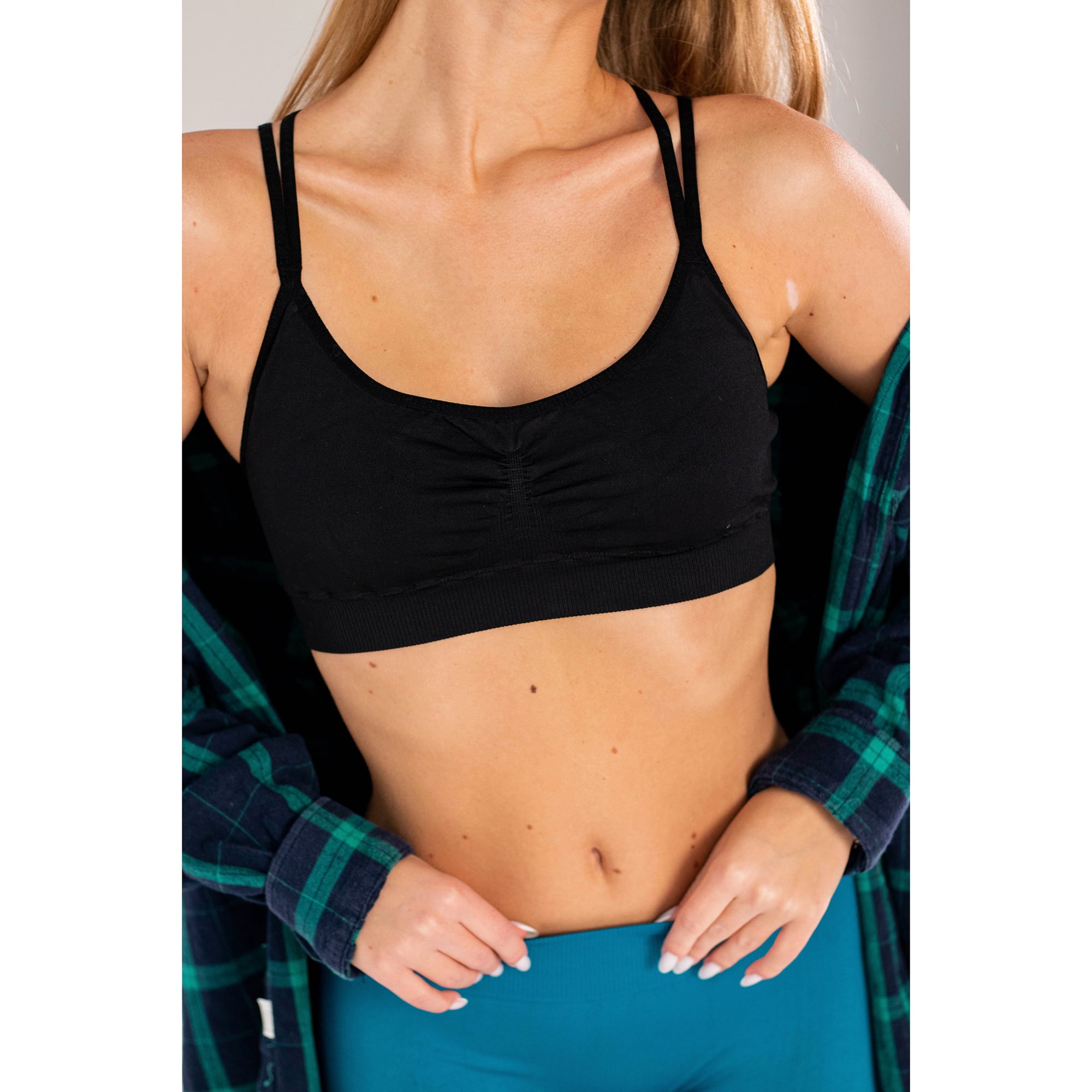 Безшовний спортивний топ жіночий Flexit Flex Top Active з перехресними бретелями, Black-Black, розмір L/XL